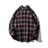 Wiaofellas Y2k Flannel Harajuku Oversized Plaid Shirt 2023 Vintage Korean Fashions Button Up Shirts Long Sleeve Vintage Blouses