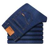 Wiaofellas New Sping Summer  Trousers Men's  Jeans Business Stretch Male Denim Pants Slim Fit Black Blue Sky Blue Pants