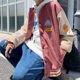 Wiaofellas Spring and Autumn Corduroy Coat Men's Harajuku Style Korean Versatile, Handsome, Loose Fitting Baseball Jacket