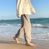 Wiaofellas Men's and women's casual trousers spring and autumn models show thin all-match loose straight-leg sweat pants wide-leg pants