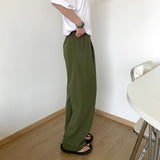 Wiaofellas Green Casual Pants Men Fashion Oversized Wide Leg Pants Men Streetwear Korean Loose Straight Pants Mens Trousers M-2XL