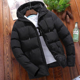 Wiaofellas Solid Color Zipper Warm Korean Style Fitness Fashion Men's Coat Cotton Winter Men New Thick Winter Men Casual Parkas Hoodie