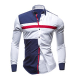 Wiaofellas Men Long Sleeve Shirt  Male Striped Shirts Slim Fit Male Casual Social Patchwork Shirt Turn-down Collar Camisa Masculina