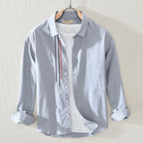 Wiaofellas 100% Cotton Long-sleeved Shirt Men Breathable Soft Refreshing Shirt Fashion Casual Simple Streetwear Cool White Shirts Men Top