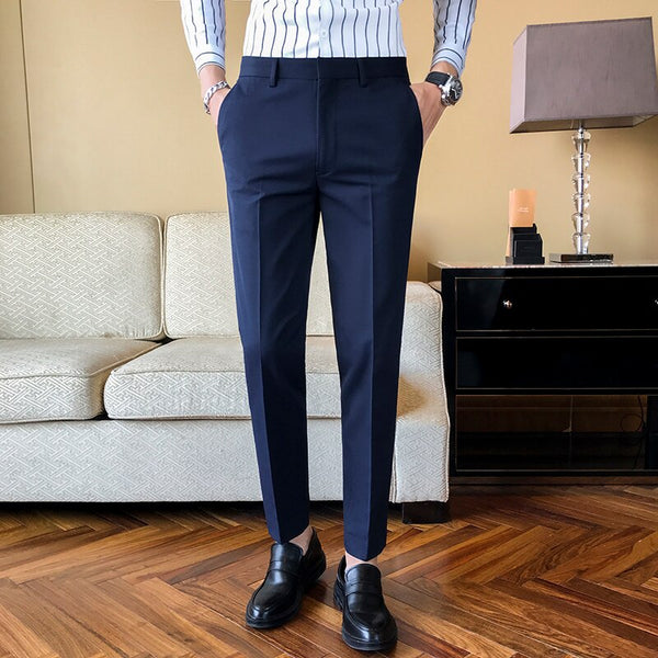 Wiaofellas New Business Dress Pants Men Solid Color Office Social Form