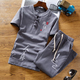 Wiaofellas Retro Chinese Style Zen Tea Shirts Pants Kung Fu Uniform  Medieval Viking Fashion Casual T-shirt Trousers Tang Suit Men Sets