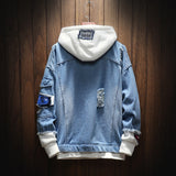 Wiaofellas Men's Denim Jacket Hoodies Oversized Women Jackets Hip Hop Windbreaker Jean Men Hooded Coats Streetwear Winter Autumn Men Jacket