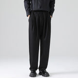 Wiaofellas Spring Summer Men's Oversize Suit Pants Japan Style Casual Work Long Loose Solid Trousers Elastic Waist Wide Leg Bottoms Man