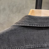 Wiaofellas Fall 2023 New Men's Denim Jacket Fashion Casual Loose Collar Denim Jacket Classic Black Vintage Cotton Jacket