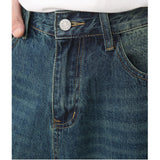 Wiaofellas Summer Men's Denim Shorts Hip Hop Loose Straight Short Jeans Vintage y2k Korean Style Five Quarter Pants Fashion Brand Clothes
