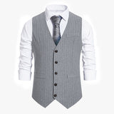 Wiaofellas Striped Vests Men Suit Vest Classic Black Business Vest Waistcoat Men Single Breasted Vests British Blazer for Men Sleeveless