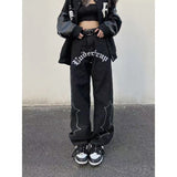 Wiaofellas American Street Embroidery Black Jeans Men's Fashion Trend Hip Hop Wide Leg Pants Loose Popular Casual Straight Pants S-4XL