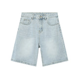 Wiaofellas Summer Men's Denim Shorts Hip Hop Loose Straight Short Jeans Vintage y2k Korean Style Five Quarter Pants Fashion Brand Clothes