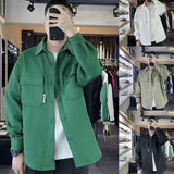 Wiaofellas Men's Lapel Collar Streetwear Jackets Fashion Trend Casual Work Clothes Large Coats Student 4 Color Outerwear Size M-4XL