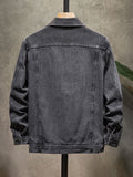 Wiaofellas Fall 2023 New Men's Denim Jacket Fashion Casual Loose Collar Denim Jacket Classic Black Vintage Cotton Jacket