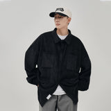 Wiaofellas 4-color Corduroy Shirt Men Fashion Oversized Casual Shirts Men Japanese Streetwear Loose Long Sleeve Shirt Mens Large Size M-5XL