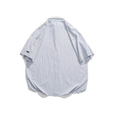 Wiaofellas Summer Stripe Shirts for Men City Boy Outdoor Fashion Streetwear Loose Casual Short Sleeve Shirts Blouses Mens Oversize Shirts