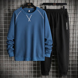 Wiaofellas Autumn Men Casual Sports Set Round Neck Tracksuit Fashion Sweatshirt and Sweatpants 2 Piece Sets Male Sportswear Outfit Set