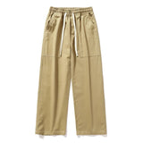 Wiaofellas Men's Workwear Wide Leg Pants Cotton Men Spring Autumn Classic Fashion Bagy Straight Casual Pants Male Drapery Khaki Grey