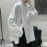 Wiaofellas Side Slit Creative Design Oversized Soft Streetwear Korean Fashion Casual Long Sleeve T Shirt Men Summer Harajuku New Trend