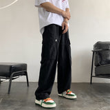 Wiaofellas White Cargo Pants for Men Vintage Black Cargo Trousers Male Loose Pockets Japanese Streetwear Hip Hop Safari Style