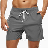 Wiaofellas Fashion Beach Shorts Elastic Closure Men's Swim Trunks Quick Dry Beach Shorts With Zipper Pockets