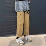 Wiaofellas-Men's Fashion Trend Loose Casual Pants Multi Pocket Workwear Straight Pants Black/khaki/green Color Trousers Size M-2XL