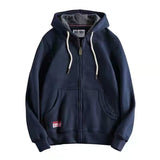 Wiaofellas New Men 's Zipper Sweatshirt Fashion Trendy Handsome Thickened Fleece Solid Coat Autumn Winter Sports Hoodie Top Coat Outwear