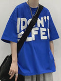 Wiaofellas Cotton Street Short Sleeve T-Shirt Men's 2023 New Harajuku Trend Flocking Klein Blue Streetwear Unisex Hip Hop Y2K Top
