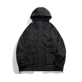 Wiaofellas New Autumn Men's Waterproof Jackets Multiple Pockets Hooded Windbreaker Black Tactical Coats Fashion Oversized Techwear Clothes