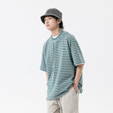 Wiaofellas Summer Tshirt Men Japan Korean Streetwear Fashion Loose Casual Short Sleeve Stripe T-shirt Women T Shirt Couple Tee