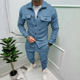 Wiaofellas Casual Solid Suede Jackets Tops & Long Pants Sets Long Sleeve Fall Male Set Men's Clothing Fashion Sweatpants Tracksuit