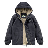 Wiaofellas Jacket men's outdoor casual windproof hooded top loose plus velvet thickened tooling jacket men windbreaker