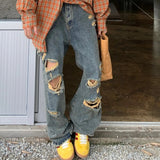 Wiaofellas Holocene American trendy Korean version orange plaid shirt Men's long sleeved loose and versatile lazy coat streetwear