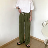 Wiaofellas Green Casual Pants Men Fashion Oversized Wide Leg Pants Men Streetwear Korean Loose Straight Pants Mens Trousers M-2XL