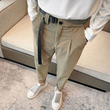 Wiaofellas Autumn 4 Colors Belt Corduroy Pants Men Slim Fashion Casual Leggings Pants Men Korean Style Harem Pants Mens Trousers 28-36