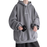 Wiaofellas Male Hoodie Coldproof Men Sweatshirt Pocket Male Hooded Fleece Lined Pullover Sweatshirt Daily Clothing