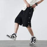 Wiaofellas Full Open Summer Thin Breasted Shorts Men's Loose Solid Color Straight Outer Wear Casual Shorts Five-point Sweat Shorts