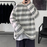Wiaofellas Harajuku Striped T shirts For Men Oversized Tees Man Casual Long Sleeve Tshirt Woman Loose Pullovers Tops 5XL