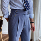 Wiaofellas Autumn Men's Trousers High-waist Straight Drape Casual Business Dress Pants Office Social Wedding Streetwear Fashion Long Pants