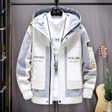 Wiaofellas Fashion Mens Hooded Jacket Japanese Streetwear Autumn Winter Jacket Men Hoodie Outwear Coat Patchwork Letter Jackets Top