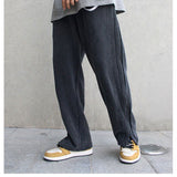 Wiaofellas Spring and Summer New Senior Men's Casual Pants Temperament Commute Fashion Versatile Loose Straight Split Wide Leg Pants