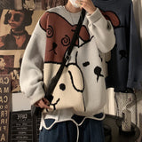 Wiaofellas Cartoon Bear Sweater Men's Winter Men's Women's Fashion Long-sleeved Knitted Pullover Sweater Oversized 2023 Cotton Coat New