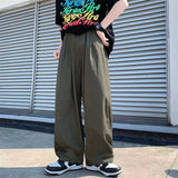Wiaofellas Spring Cotton Wide Leg Pants Men Fashion Solid Color Casual Pants Men Streetwear Korean Loose Straight Pants Mens Trousers S-5XL