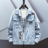 Wiaofellas Denim Jacket Mens Hooded Slim Fit Casual Streetwear Jean Jackets Long Sleeve Trendy Outerwear Autumn Winter Jacket Coat for Men