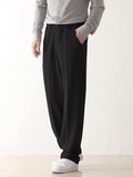 Wiaofellas Spring Autumn Casual Pants Men Korean Fashion Stretched Polyester Loose Draped Slacks Straight Trousers Male Semi-Wide Suit Pant