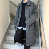 Wiaofellas Winter Thickened Woolen Coat Men Warm Fashion Oversized Long Woolen Coat Men Korean Loose Thick Woolen Trench Coat Mens Overcoat