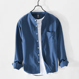 Wiaofellas Brand men's Japanese retro cotton high-quality shirts spring and autumn trend all-match solid color long-sleeved work shirts