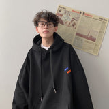 Wiaofellas Spring Autumn City Boy Hoodie Men's Casual Vintage Tide Brand Loose Hoodie Top Black Navy Blue Green Gray