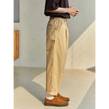 Wiaofellas Japanese Style Men's Fashion Classic Casual Pants Solid Color Business High Quality Straight Pants Khaki Color Trousers